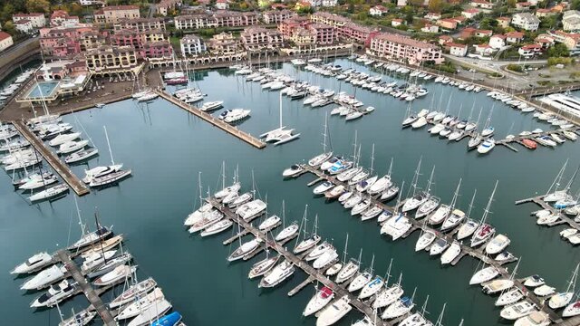 A 4K aerial view of the Porto San Rocco in Muggia, Italy