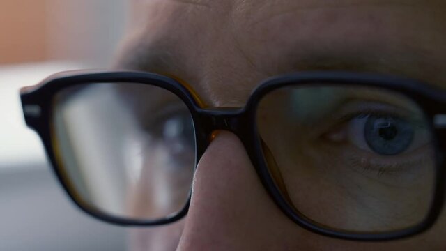 Close up on a man wearing glasses or spectacles