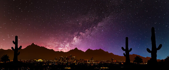 Obraz na płótnie Canvas Phoenix skyline with the milky way