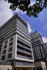 New modern housing  estate - A typical housing estate, fenced and guarded. Architecture of the city of Lodz