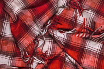 Texture of soft cozy winter plaid in a christmas cage, scandi pattern, christmas background