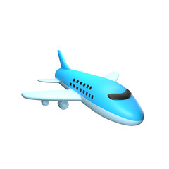 Cute Blue Plane 3D Render Illustration.