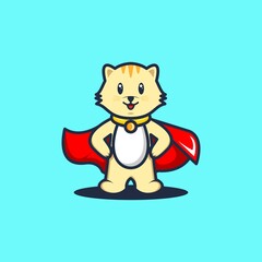 Cute cat super hero logo design vector illustration