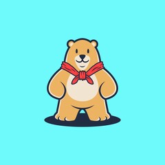 Obraz na płótnie Canvas Cute bear with scarf logo design vector illustration