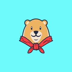 Cute bear logo design vector illustration