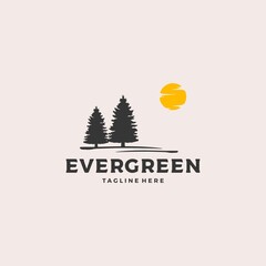 Evergreen landscape logo design vector illustration