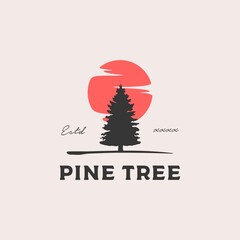 Pine tree landscape logo design vector illustration	