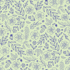 Seamless vector floral pattern for textiles and packaging. 