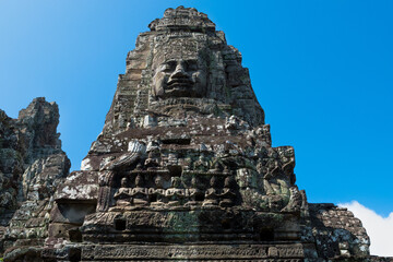 Bayon Temple, Siem Reap, Cambodia, November 2017 - view of some of the innumerous faces in the...