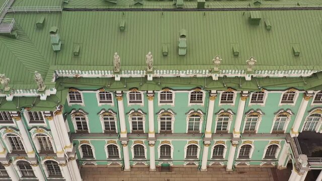 Drone video of Hemitage museum and palace square saint-petersburg