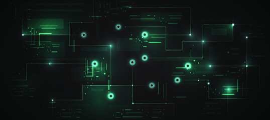 technology background and network ,green abstract , green light abstract and digital background