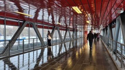 MOSCOW - December 2021. Part of the infrastructure of the station is the passage of passengers.