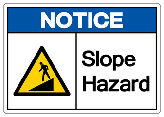 Notice Slope Hazard Symbol Sign,Vector Illustration, Isolate On White Background Label. EPS10