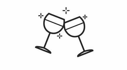 Toast Glasses Icon. Vector simple editable illustration of glasses toast