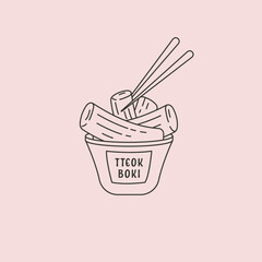 tteokbokki on the bowl line art logo icon vector symbol illustration design