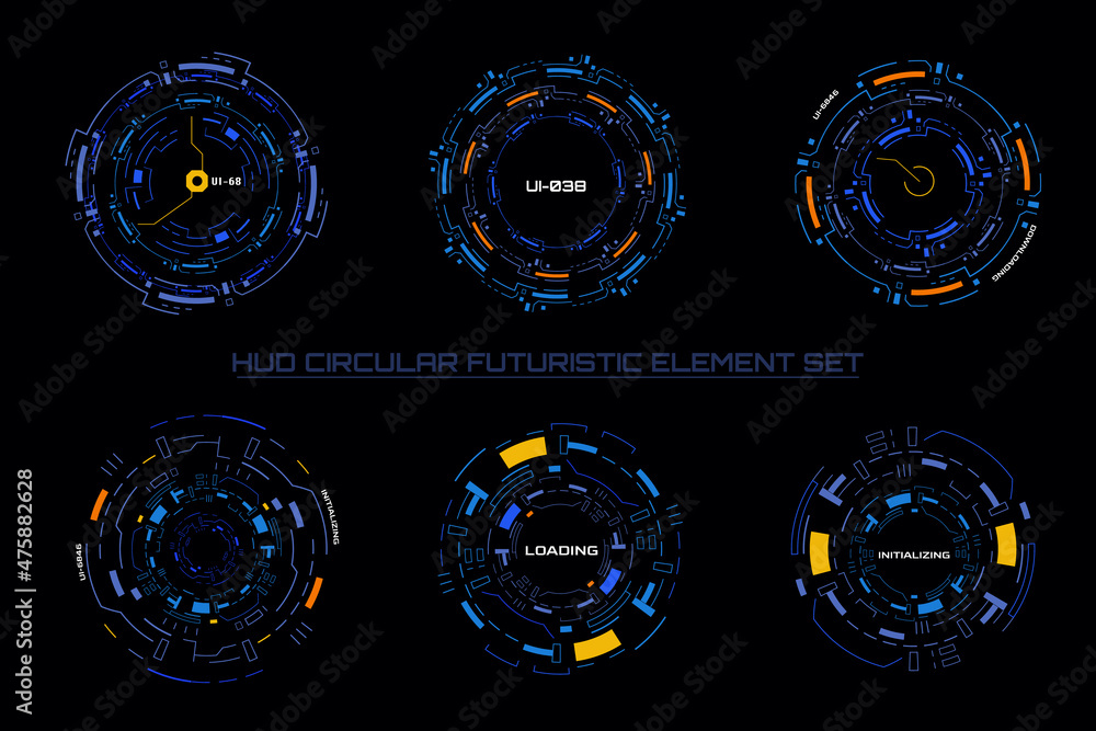 Aufkleber Abstract HUD UI Technology Futuristic Geometric Circle Shape Game Target Vector Set.