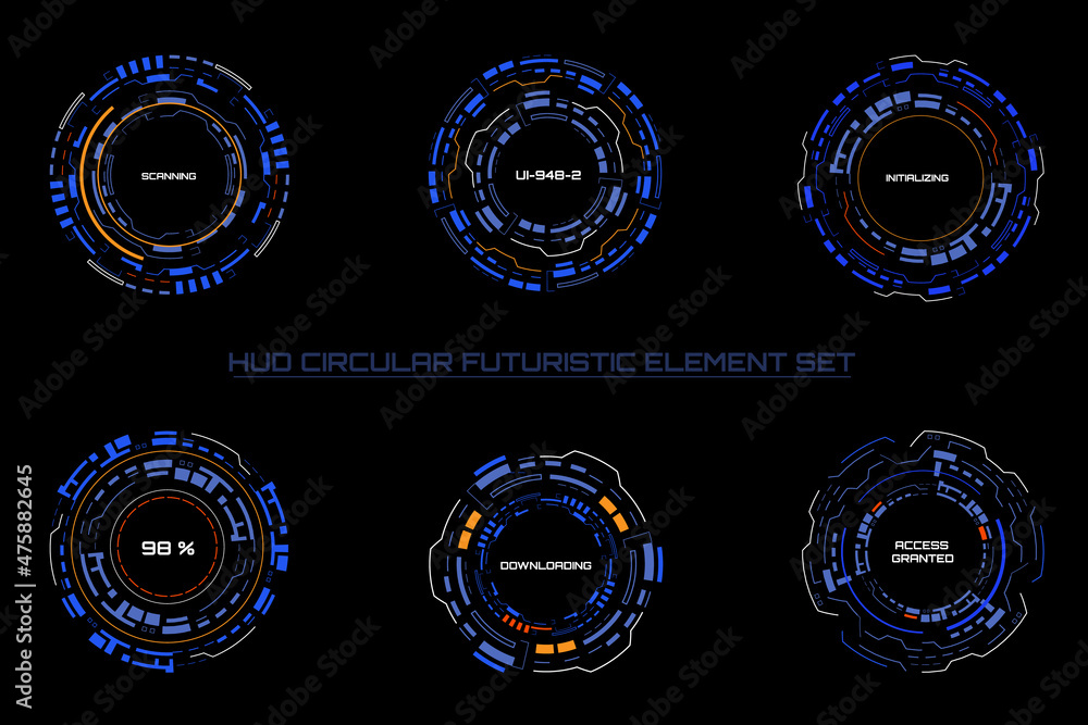 Poster HUD Futuristic UI Security Circle Monitoring System Element Vector.