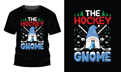 The Hockey Gnome Christmas Funny Family Matching Xmas T-Shirt Design