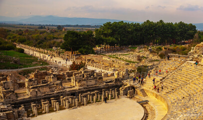EPHESUS, TURKEY: Huge ancient amphitheater in Ephesus.