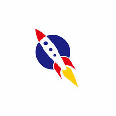 rocket simple art illustration logo design