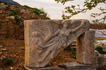 EPHESUS, TURKEY: Winged goddess nike at Ephesus.