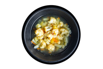 cauliflower soup vegetable broth first course healthy meal diet snack on the table copy space food background rustic 