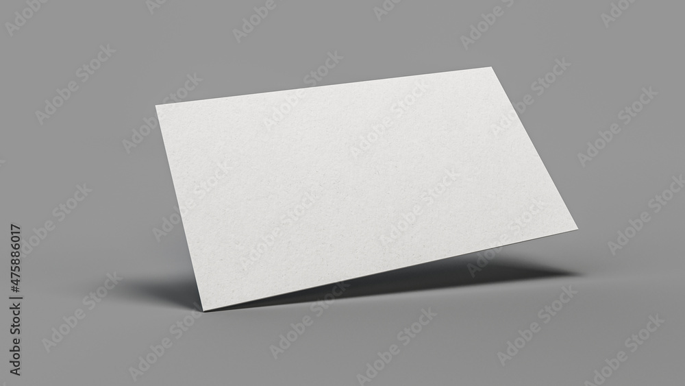 Poster 3d rendering of a blank business card with copy space isolated on a gray background