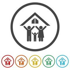 Care family home icon isolated on white background, color set