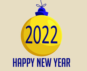 Happy New Year 2022 Abstract Vector Holiday Illustration Design Yellow And Blue