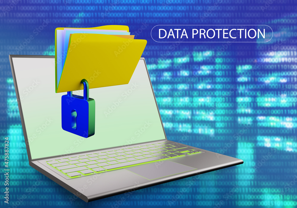Aufkleber data protection logo. padlock as metaphor for security. virtual data security. protection of informa