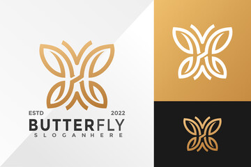 Fototapeta na wymiar Minimalist Butterfly Line Company Logo Design Vector illustration template