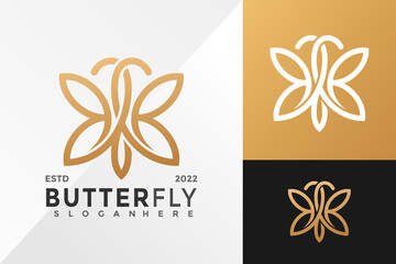 Elegant Butterfly Line Company Logo Design Vector illustration template