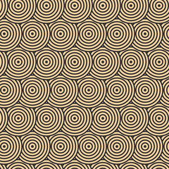 Fototapeta na wymiar Modern vector pattern in Japanese style. Geometric black patterns on a gold background, circles in the sand. Modern illustrations for wallpapers, flyers, covers, banners, minimalistic ornaments