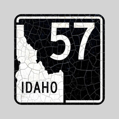 Idaho US Highway Route 57 Road Sign, retro style, old cracked paint sign
