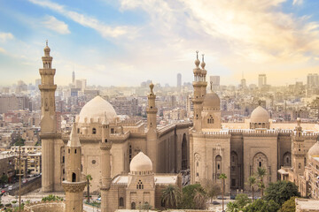 Nice view of the Mosque-Madrasa of Sultan Hassan in Cairo, Egypt