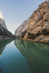 Italy, December 2021 - view of the Gola del Furlo in the Marche region in the province of Pesaro...