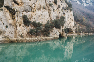 Italy, December 2021 - view of the Gola del Furlo in the Marche region in the province of Pesaro...