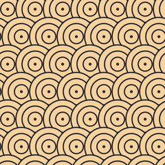 Modern vector pattern in Japanese style. Geometric black patterns on a gold background, circles in the sand. Modern illustrations for wallpapers, flyers, covers, banners, minimalistic ornaments