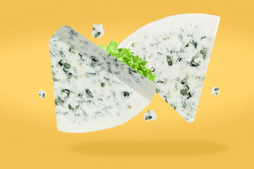 Blue cheese. Falling or flying blue cheese