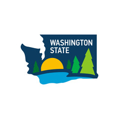 Washington state map travel logo