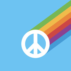 Rainbow peace sign flat vector icon for apps and websites