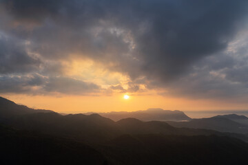 Sunrise at top of mountain, Khao Koa, Thailand