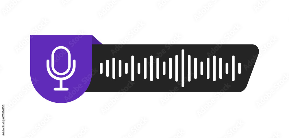 Poster voice messages icon. voice recognition with microphone and sound wave. voice assistant. voice chat l
