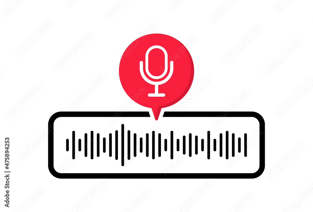 Poster voice messages icon. voice recognition with microphone and sound wave. voice assistant. voice chat l