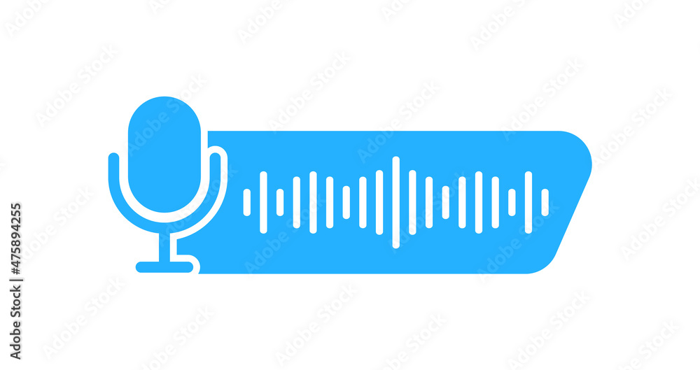 Poster voice messages icon. voice recognition with microphone and sound wave. voice assistant. voice chat l
