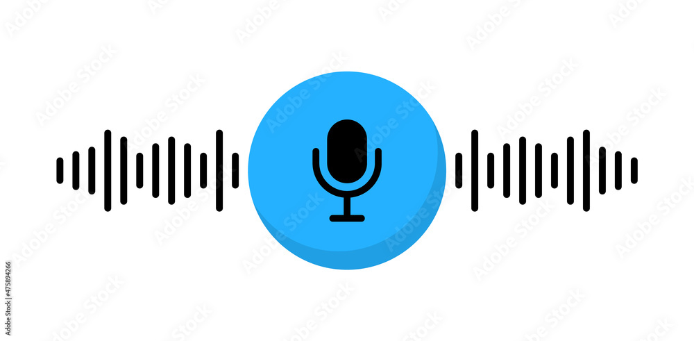 Poster voice messages icon. voice recognition with microphone and sound wave. voice assistant. voice chat l
