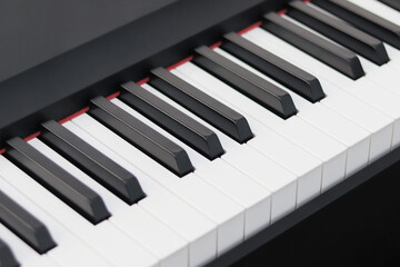 closeup keys of electric piano keyboard