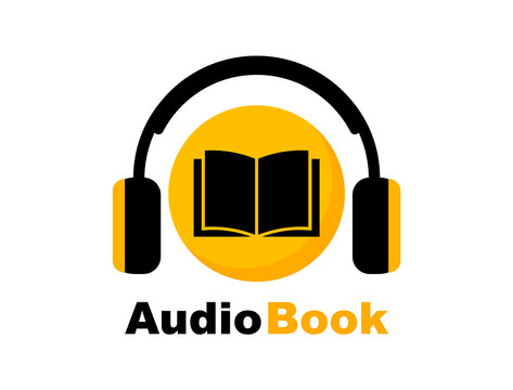 Audiobook logo template. Literature and e-books in audio format. For e-learning and onlin education. Vector illustration.