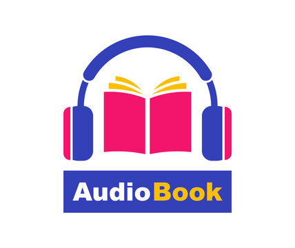 Audiobook logo template. Literature and e-books in audio format. For e-learning and onlin education. Vector illustration.