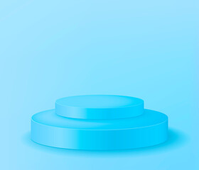 Background vector 3d blue rendering with round podium, abstract background 3d rendering abstract geometric shape blue pastel color. Stage for awards